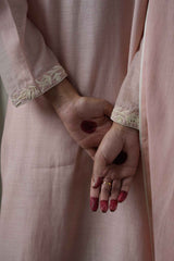 Rose Pink Chanderi Silk Embroidered Kurta Pant Set