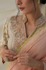 Double Shaded Saree With Embroidered Blouse