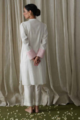 White Crinkled Cotton Kurta & Pant Set
