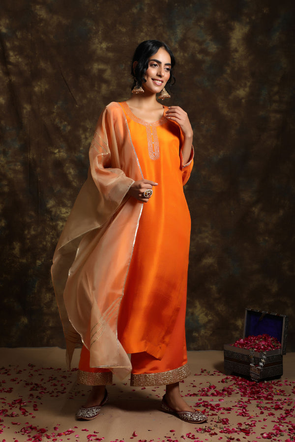 Kesari Kurta In Summer Silk Fabric with Jama bottom