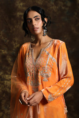 Sarung Velvet Kurta and Having a Net Dupatta With Embroidery Details with Jama
