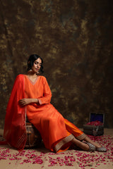 Laal Baag Suit With Jama And Organza Odhni