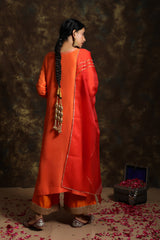 Laal Baag Suit With Jama And Organza Odhni
